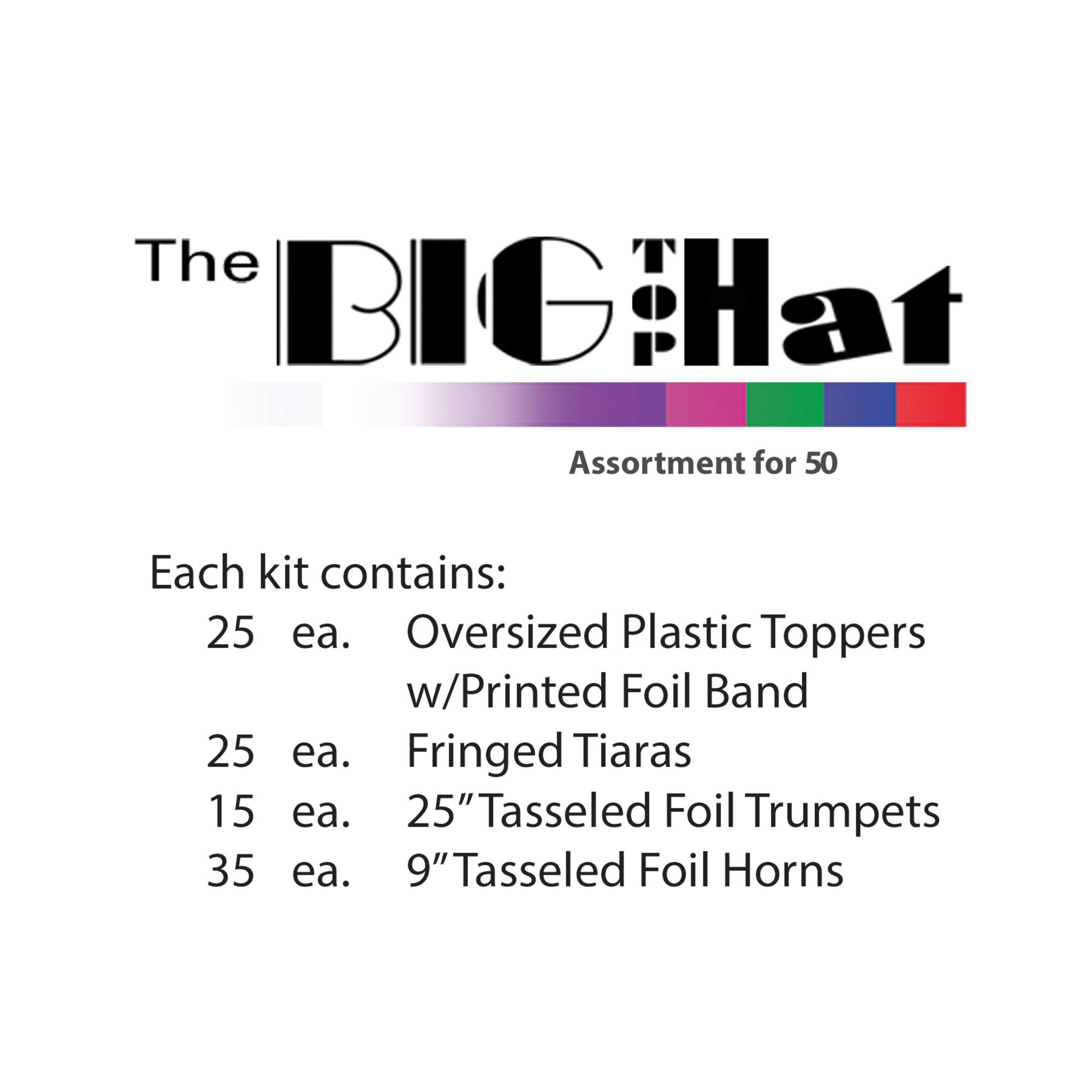 Beistle Black New Year The Big Top Hat Party Favor Kit for 50
